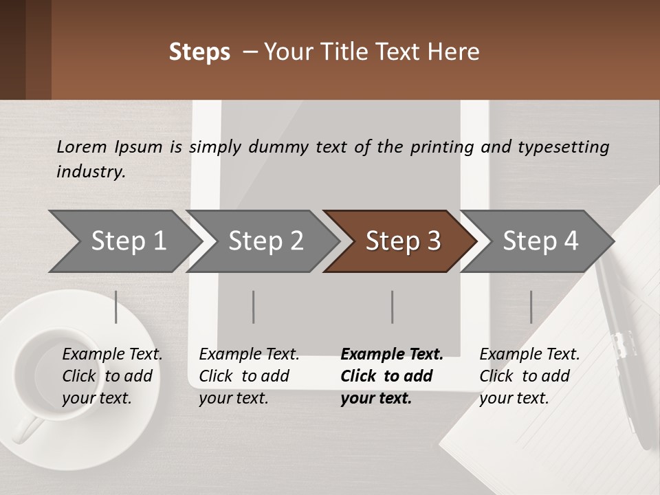 A Tablet Computer Sitting On Top Of A Desk Next To A Cup Of Coffee PowerPoint Template
