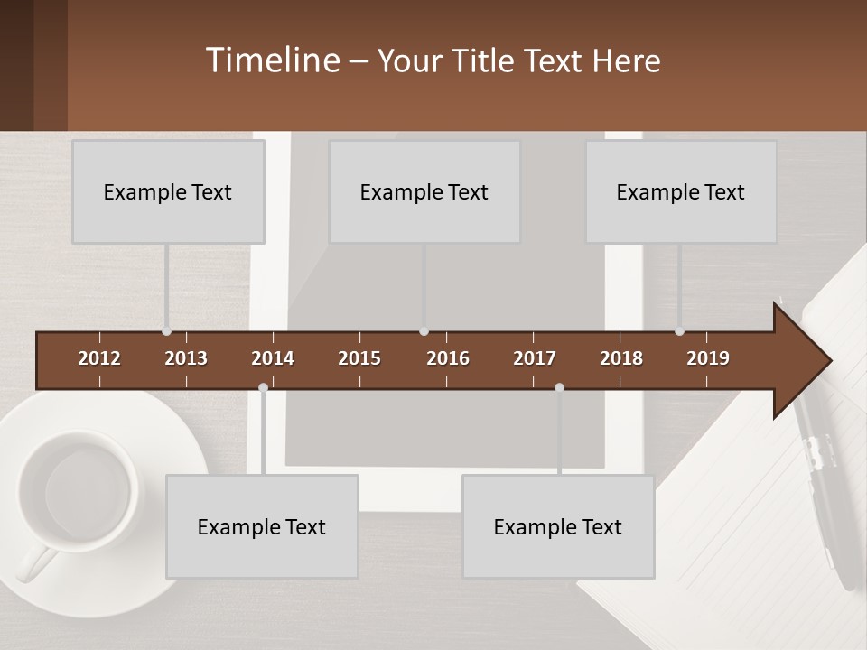 A Tablet Computer Sitting On Top Of A Desk Next To A Cup Of Coffee PowerPoint Template