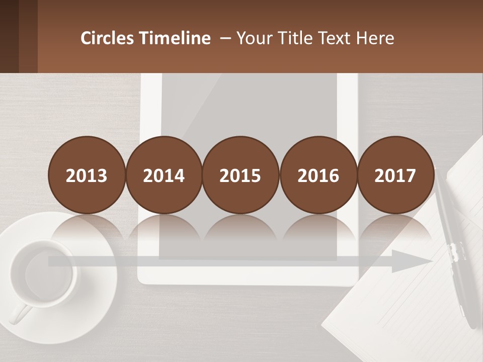 A Tablet Computer Sitting On Top Of A Desk Next To A Cup Of Coffee PowerPoint Template