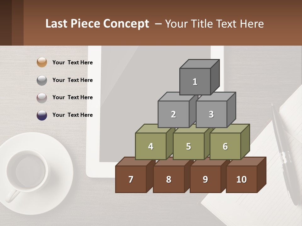 A Tablet Computer Sitting On Top Of A Desk Next To A Cup Of Coffee PowerPoint Template