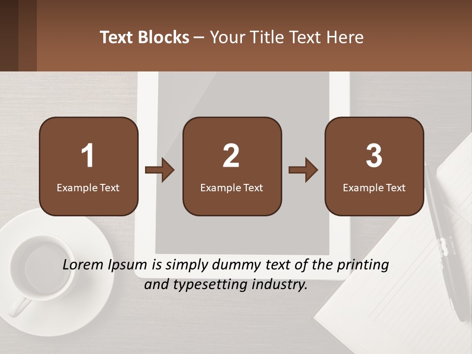 A Tablet Computer Sitting On Top Of A Desk Next To A Cup Of Coffee PowerPoint Template