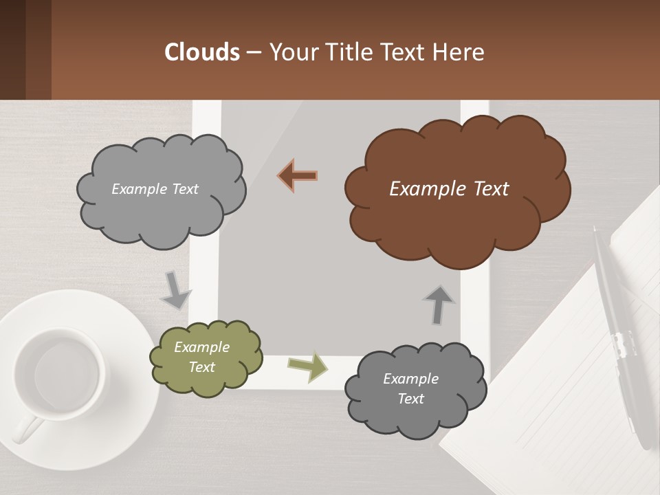 A Tablet Computer Sitting On Top Of A Desk Next To A Cup Of Coffee PowerPoint Template