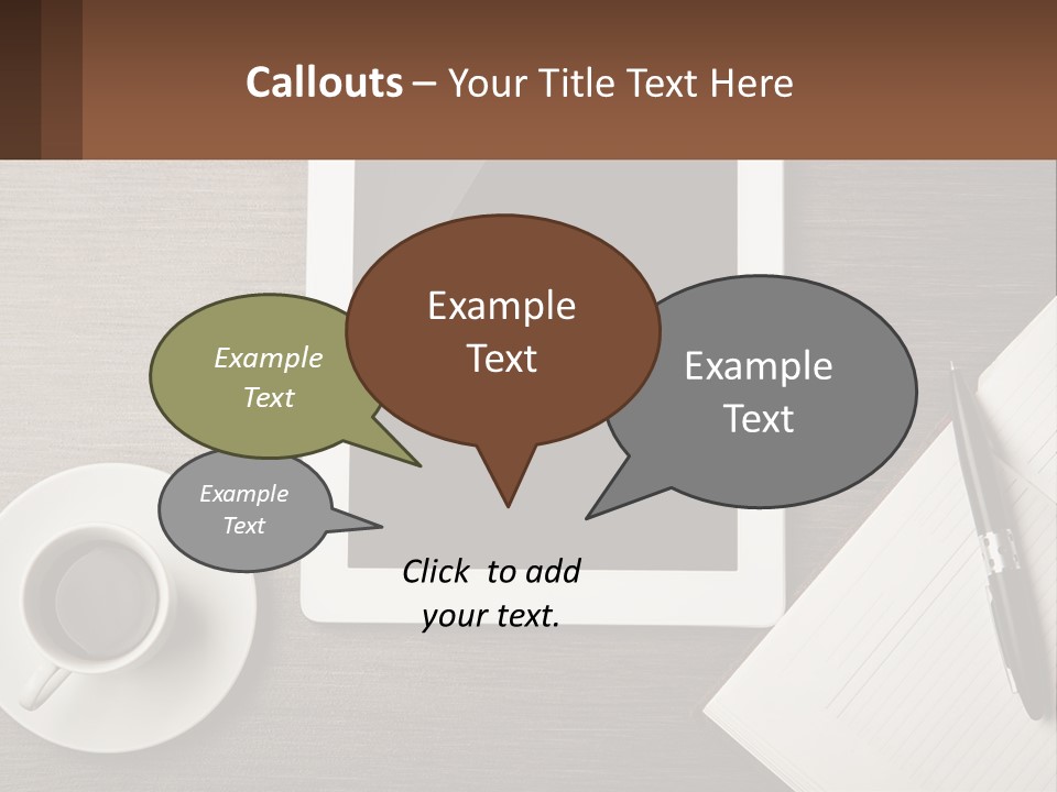 A Tablet Computer Sitting On Top Of A Desk Next To A Cup Of Coffee PowerPoint Template