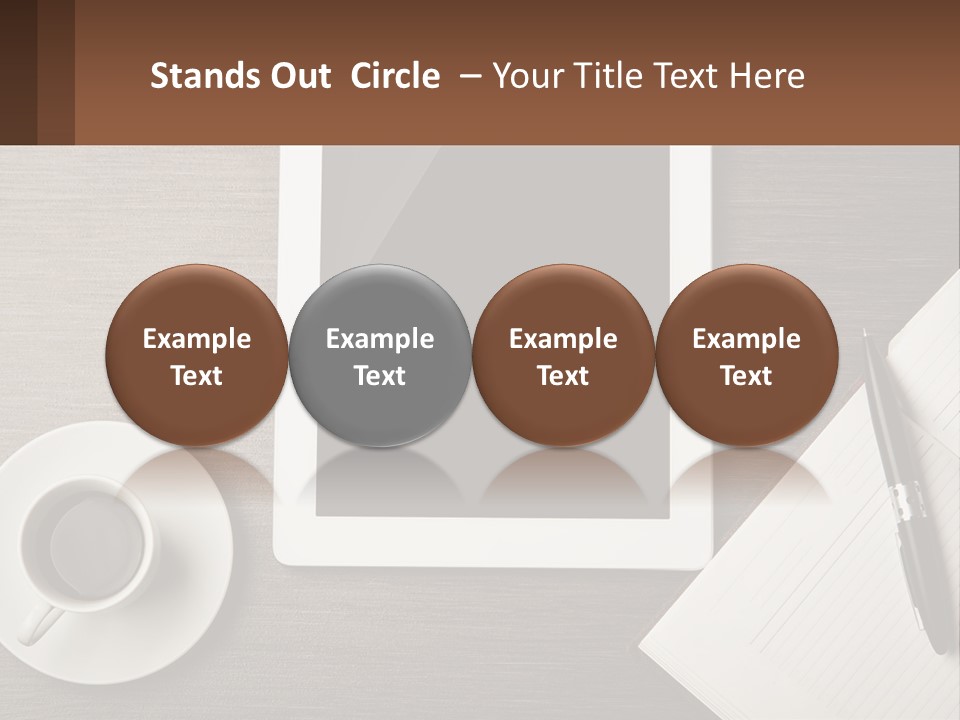 A Tablet Computer Sitting On Top Of A Desk Next To A Cup Of Coffee PowerPoint Template