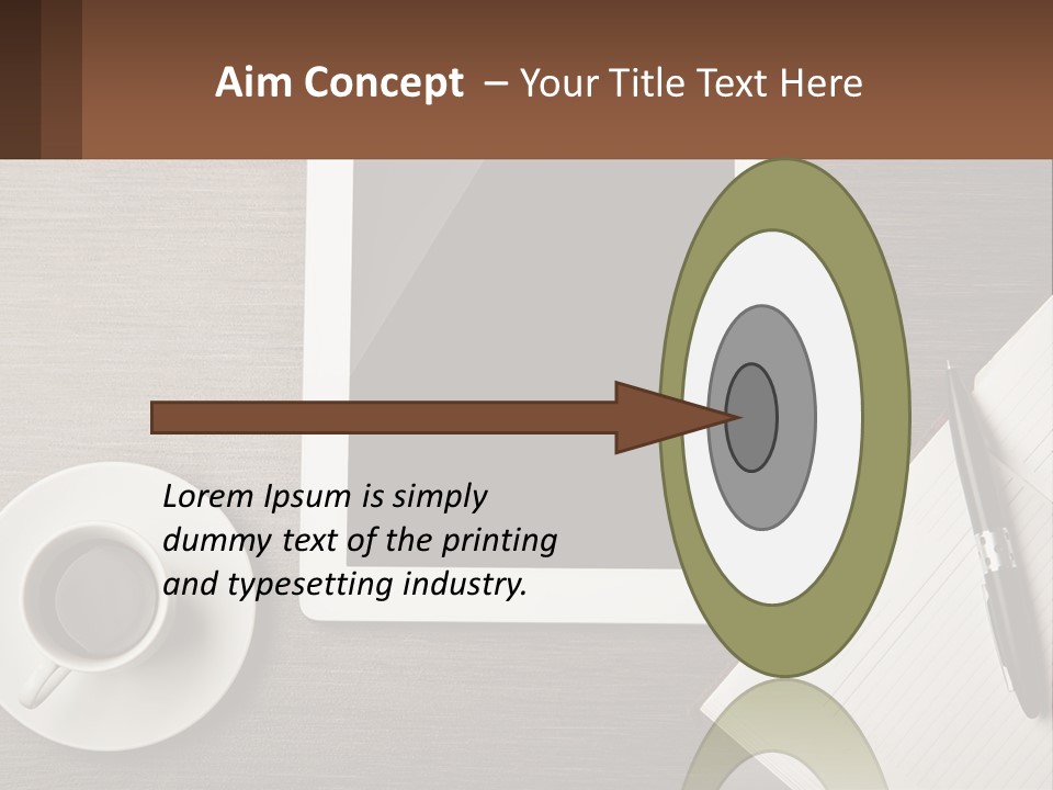 A Tablet Computer Sitting On Top Of A Desk Next To A Cup Of Coffee PowerPoint Template