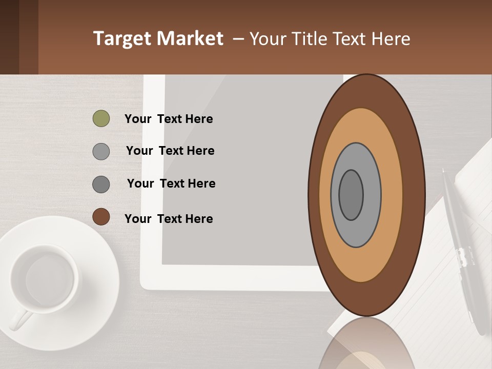 A Tablet Computer Sitting On Top Of A Desk Next To A Cup Of Coffee PowerPoint Template