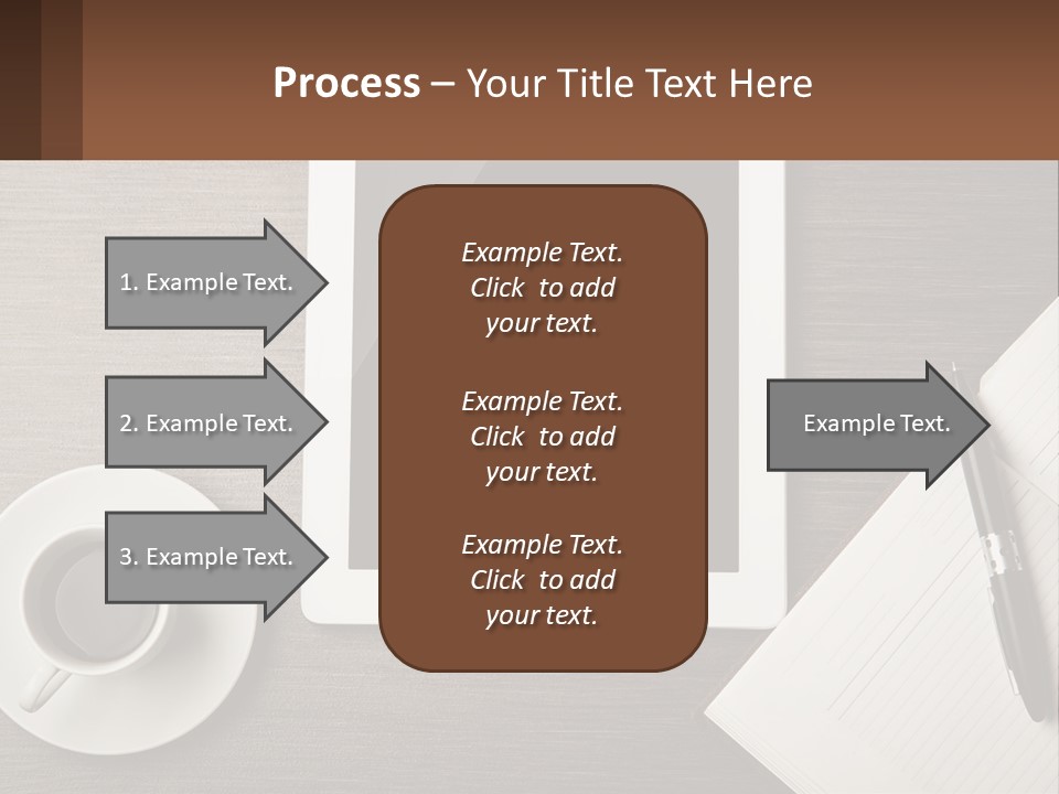 A Tablet Computer Sitting On Top Of A Desk Next To A Cup Of Coffee PowerPoint Template