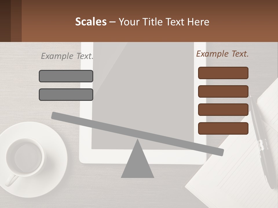 A Tablet Computer Sitting On Top Of A Desk Next To A Cup Of Coffee PowerPoint Template