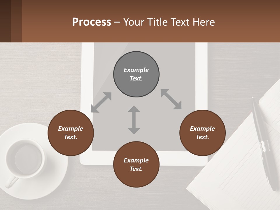 A Tablet Computer Sitting On Top Of A Desk Next To A Cup Of Coffee PowerPoint Template