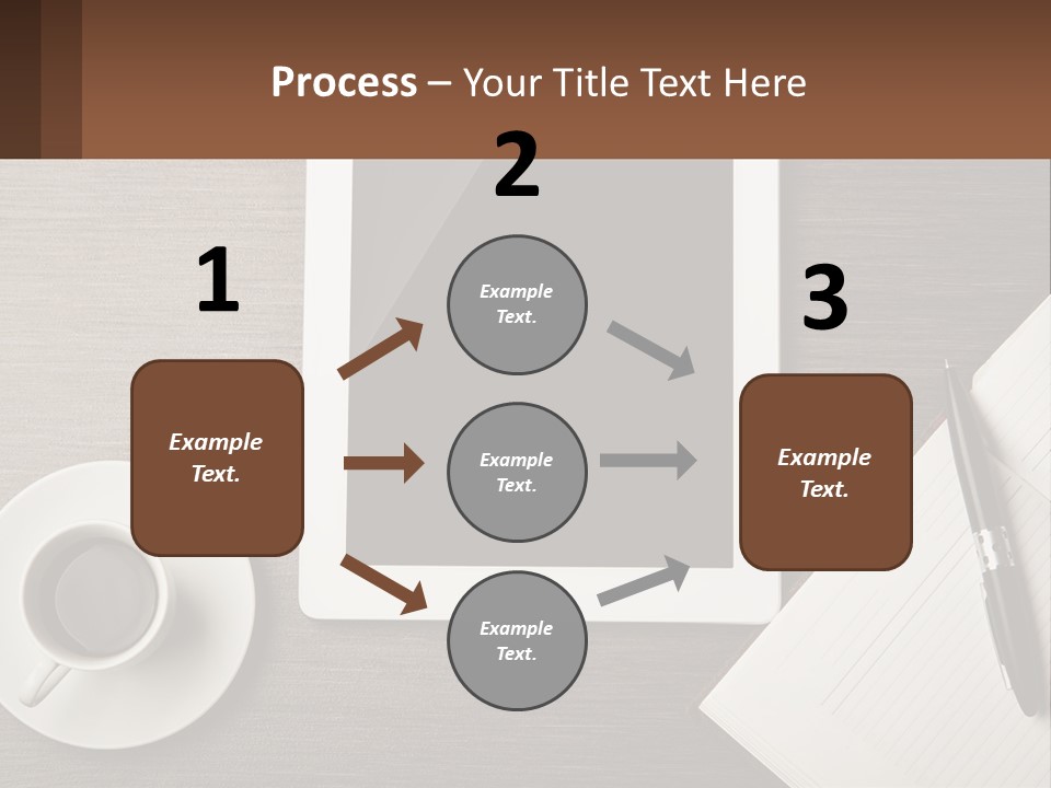 A Tablet Computer Sitting On Top Of A Desk Next To A Cup Of Coffee PowerPoint Template