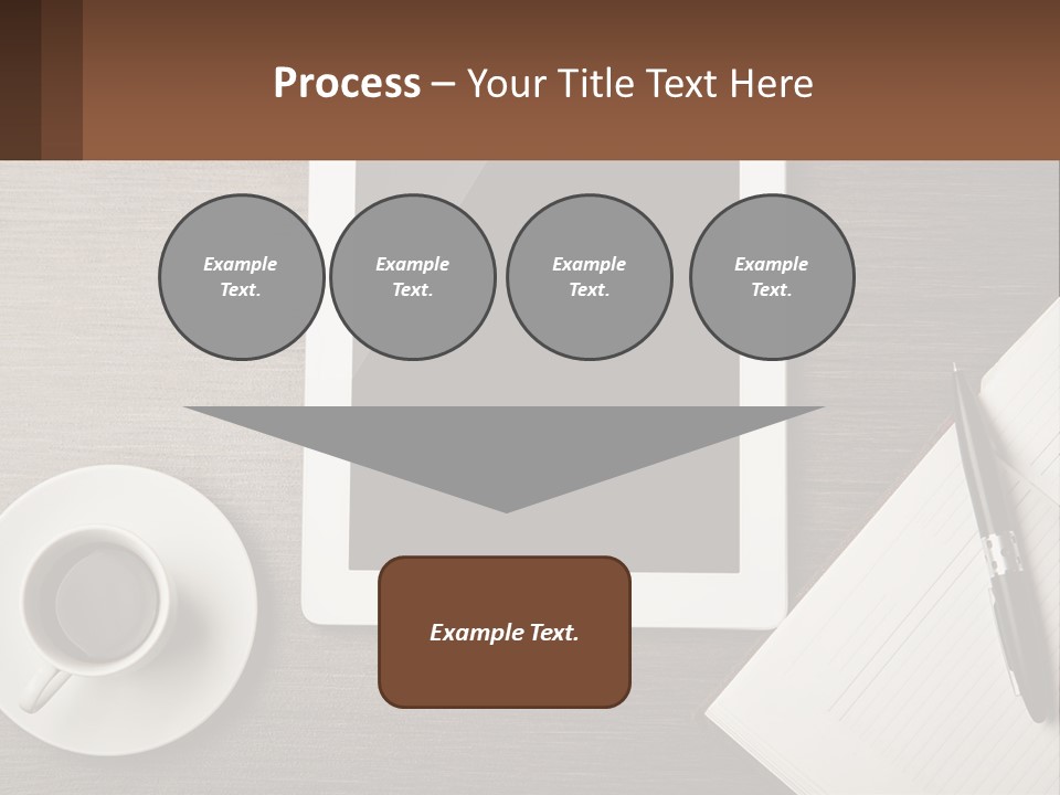 A Tablet Computer Sitting On Top Of A Desk Next To A Cup Of Coffee PowerPoint Template