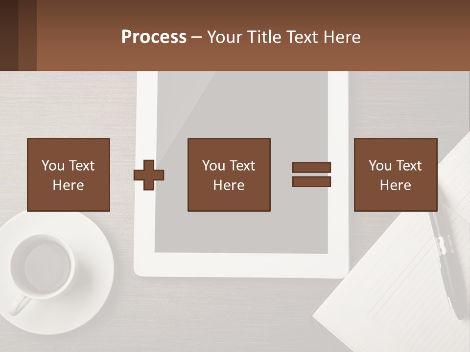 A Tablet Computer Sitting On Top Of A Desk Next To A Cup Of Coffee PowerPoint Template