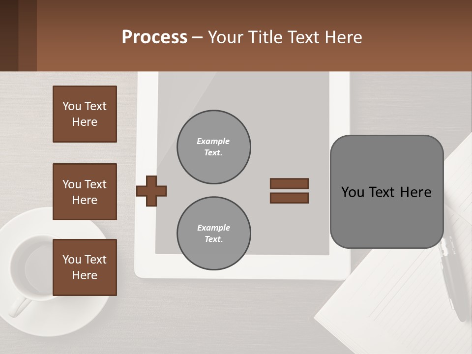 A Tablet Computer Sitting On Top Of A Desk Next To A Cup Of Coffee PowerPoint Template