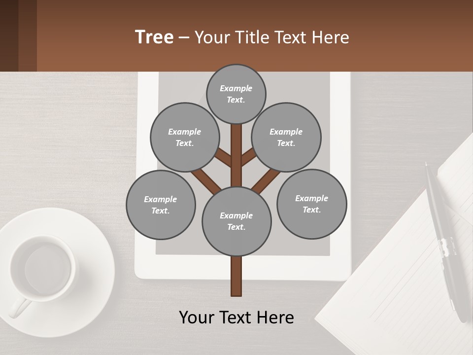 A Tablet Computer Sitting On Top Of A Desk Next To A Cup Of Coffee PowerPoint Template