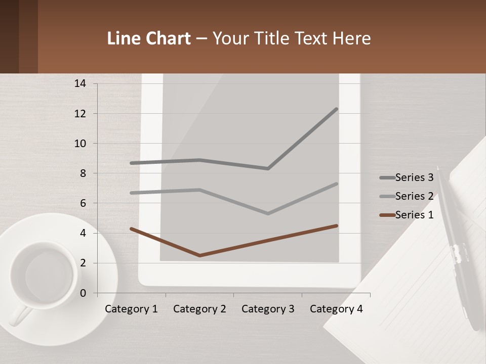 A Tablet Computer Sitting On Top Of A Desk Next To A Cup Of Coffee PowerPoint Template