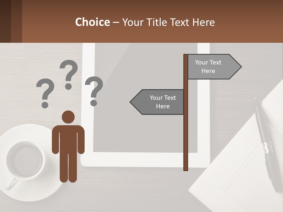 A Tablet Computer Sitting On Top Of A Desk Next To A Cup Of Coffee PowerPoint Template
