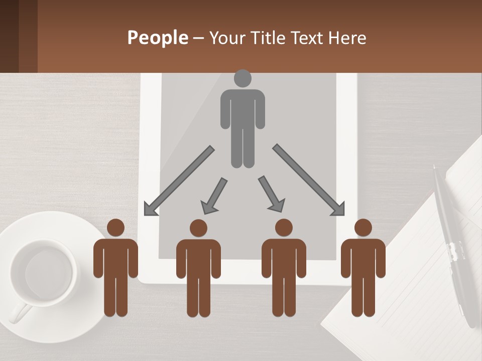 A Tablet Computer Sitting On Top Of A Desk Next To A Cup Of Coffee PowerPoint Template