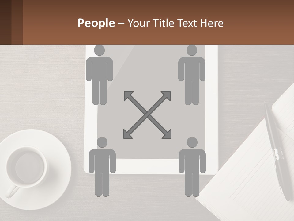 A Tablet Computer Sitting On Top Of A Desk Next To A Cup Of Coffee PowerPoint Template