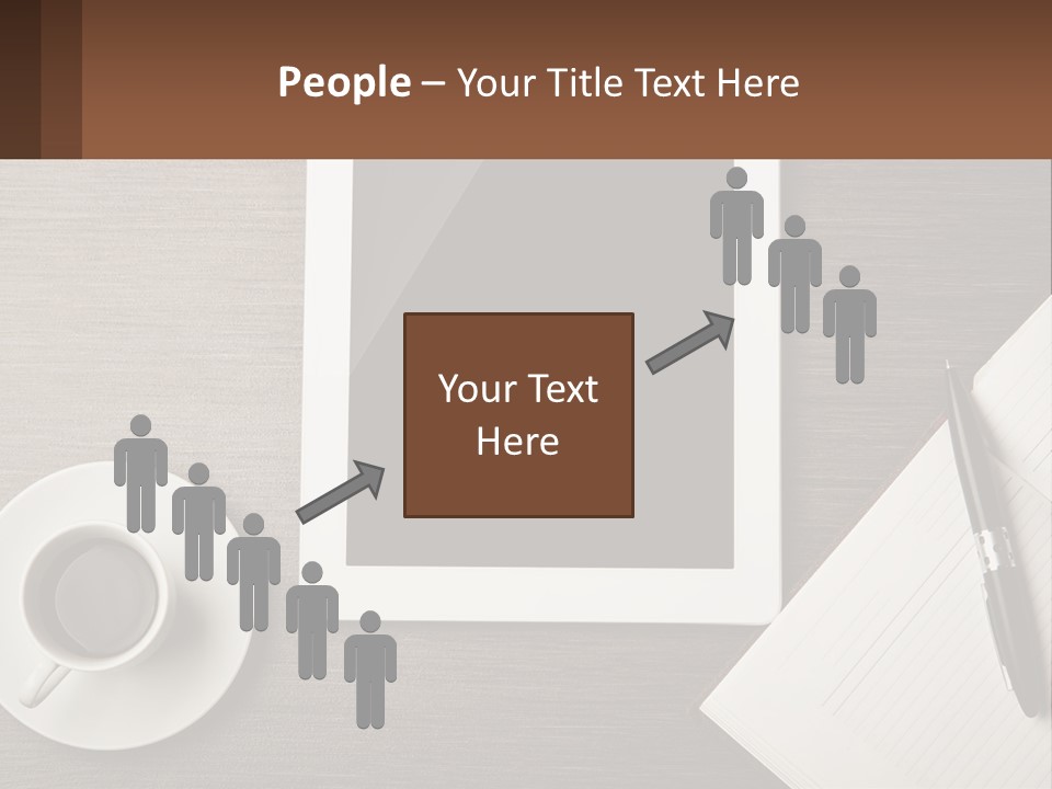 A Tablet Computer Sitting On Top Of A Desk Next To A Cup Of Coffee PowerPoint Template