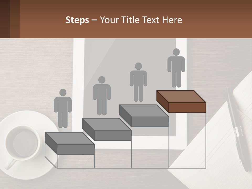 A Tablet Computer Sitting On Top Of A Desk Next To A Cup Of Coffee PowerPoint Template