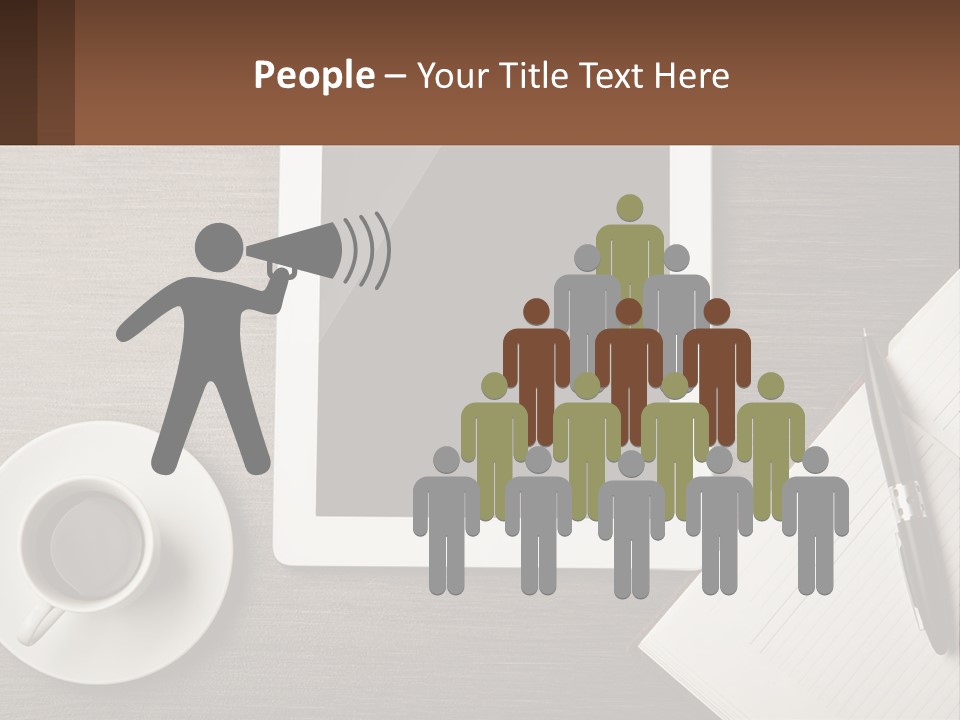 A Tablet Computer Sitting On Top Of A Desk Next To A Cup Of Coffee PowerPoint Template