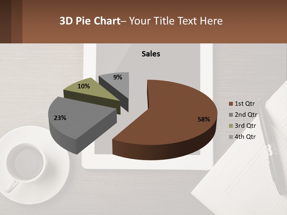 A Tablet Computer Sitting On Top Of A Desk Next To A Cup Of Coffee PowerPoint Template