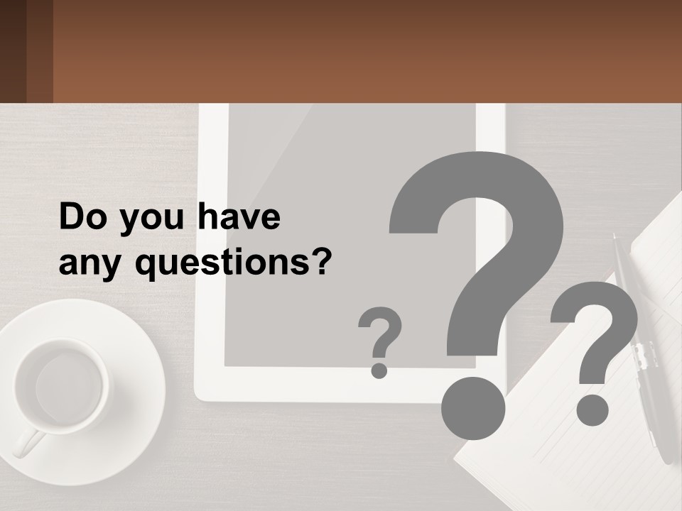 A Tablet Computer Sitting On Top Of A Desk Next To A Cup Of Coffee PowerPoint Template