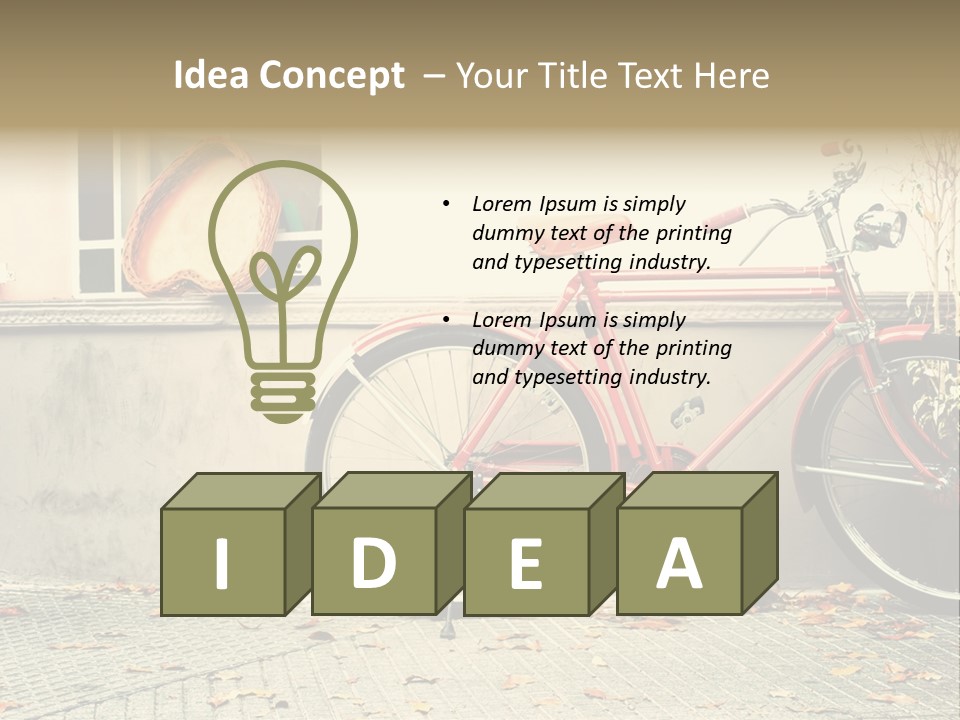 A Red Bike Parked Next To A Window PowerPoint Template