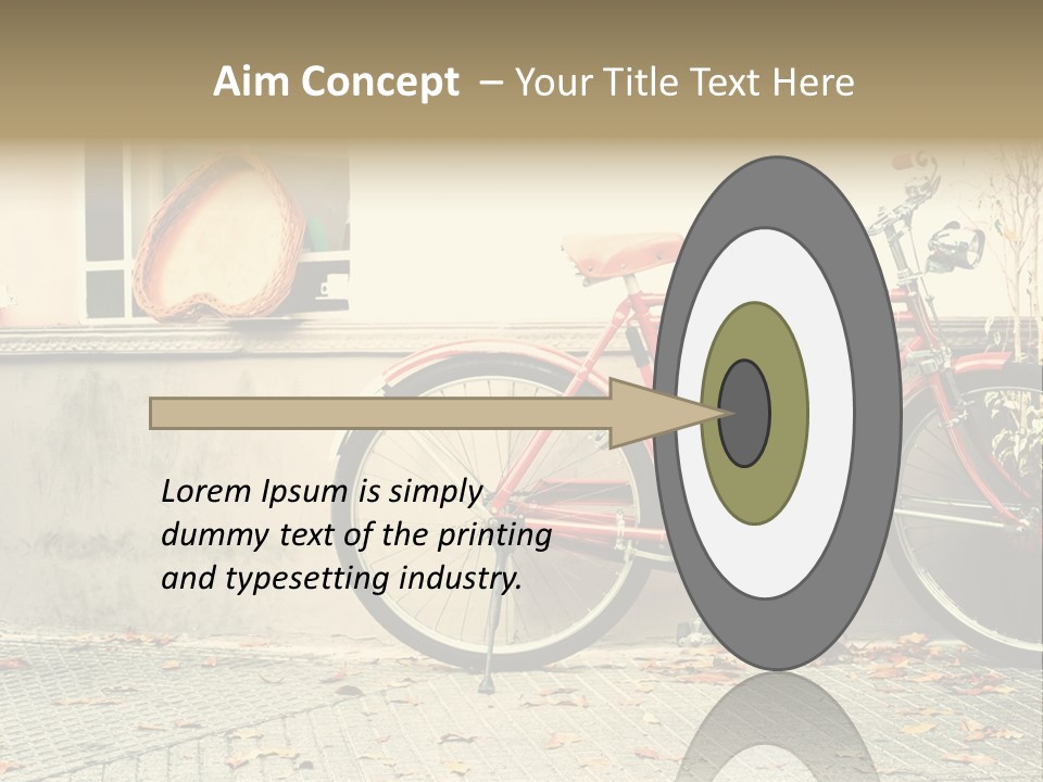 A Red Bike Parked Next To A Window PowerPoint Template