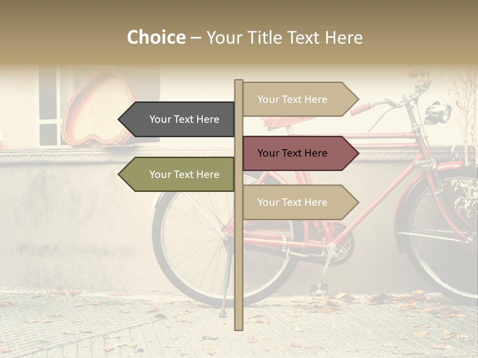 A Red Bike Parked Next To A Window PowerPoint Template