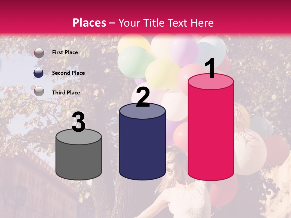 A Woman Holding A Bunch Of Balloons In Her Hands PowerPoint Template