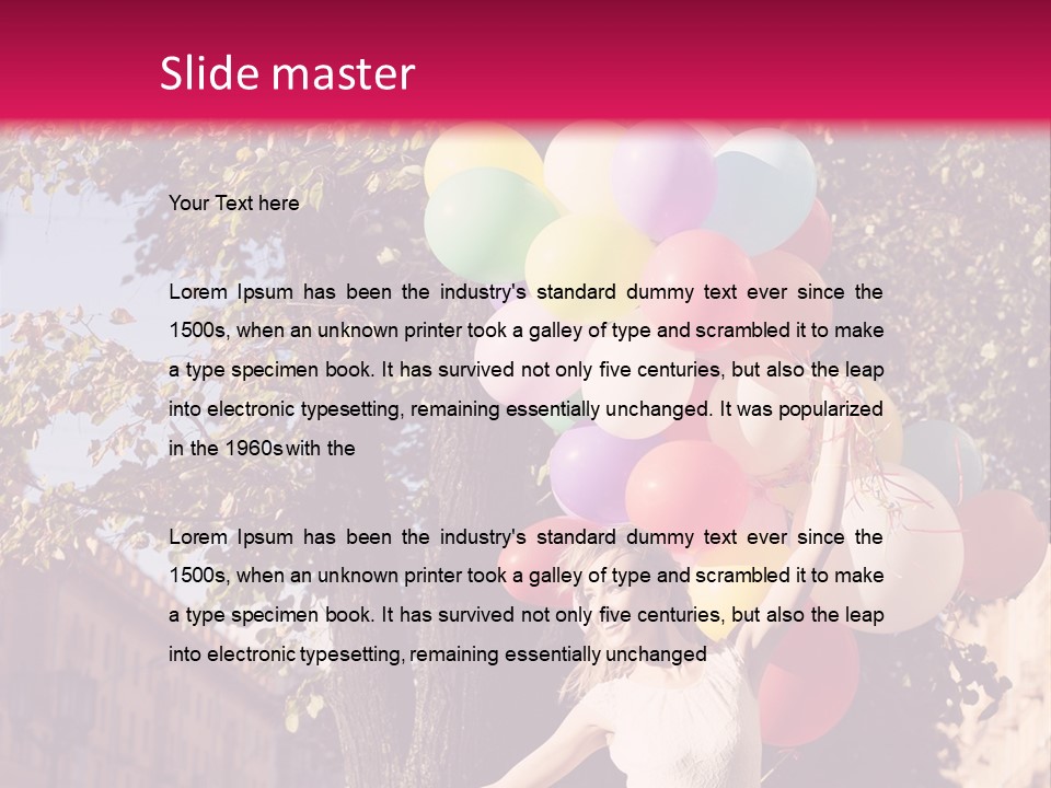 A Woman Holding A Bunch Of Balloons In Her Hands PowerPoint Template