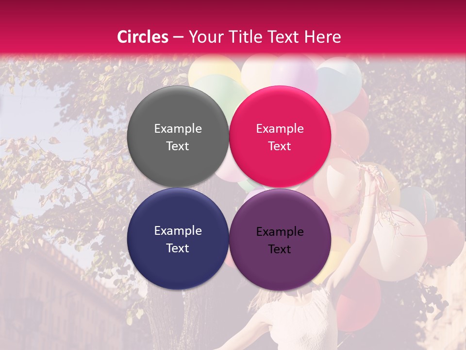 A Woman Holding A Bunch Of Balloons In Her Hands PowerPoint Template