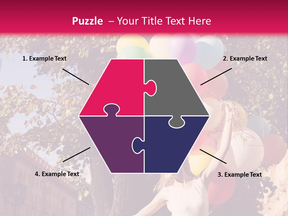 A Woman Holding A Bunch Of Balloons In Her Hands PowerPoint Template