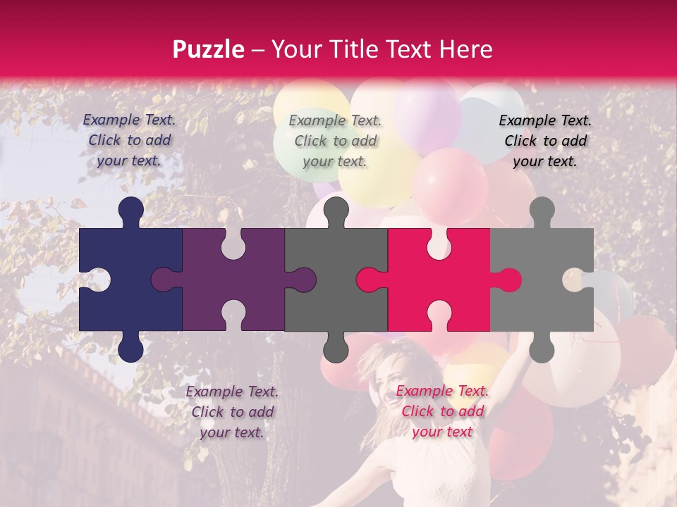 A Woman Holding A Bunch Of Balloons In Her Hands PowerPoint Template