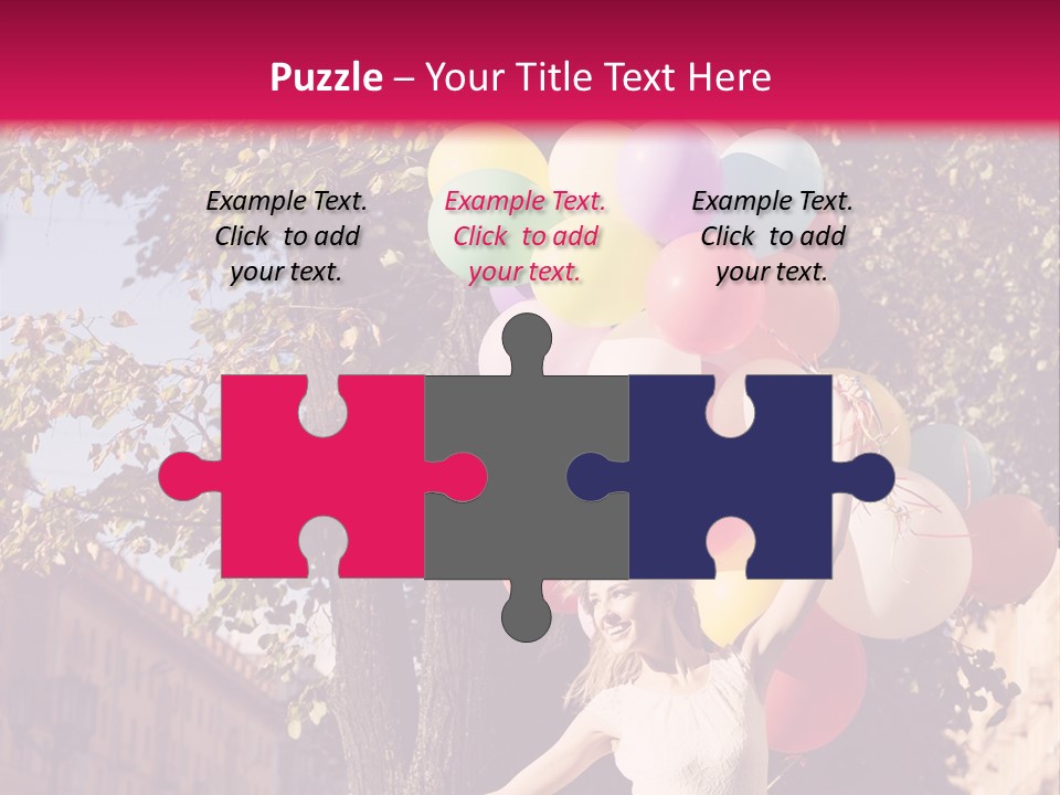 A Woman Holding A Bunch Of Balloons In Her Hands PowerPoint Template