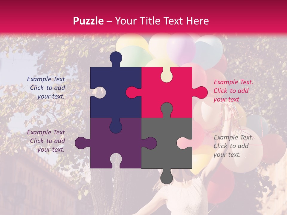 A Woman Holding A Bunch Of Balloons In Her Hands PowerPoint Template