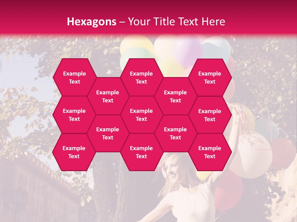 A Woman Holding A Bunch Of Balloons In Her Hands PowerPoint Template