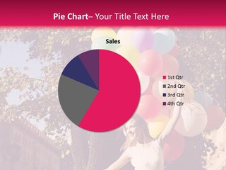 A Woman Holding A Bunch Of Balloons In Her Hands PowerPoint Template