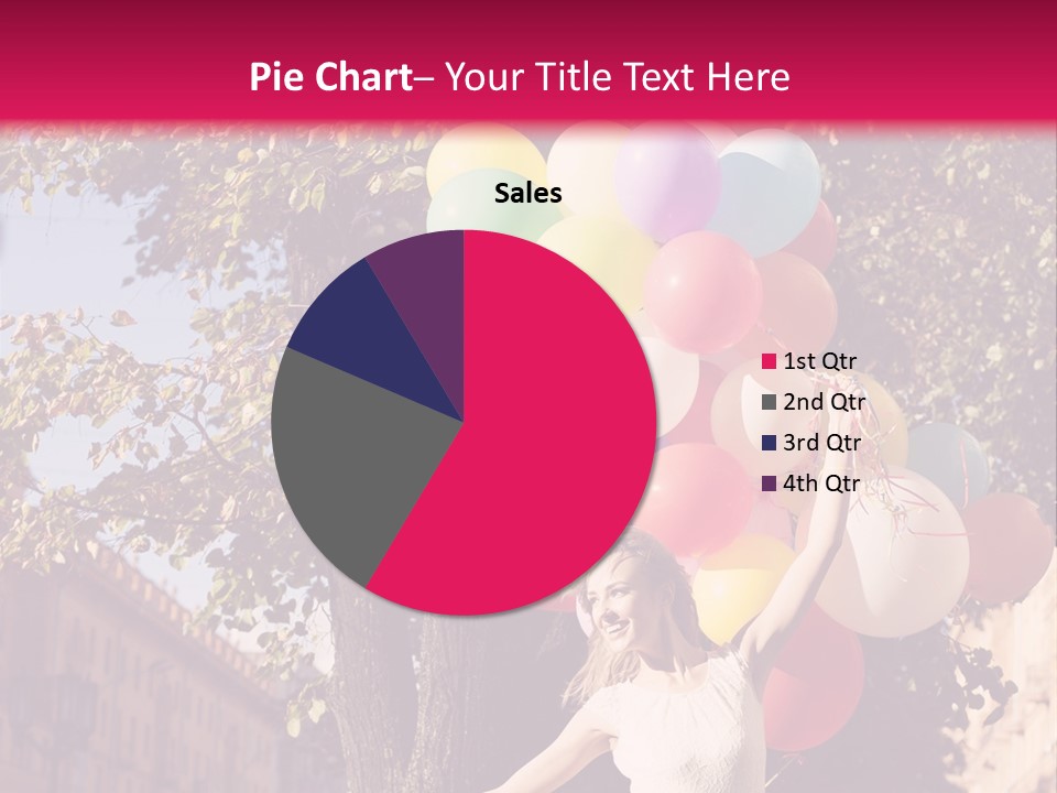 A Woman Holding A Bunch Of Balloons In Her Hands PowerPoint Template