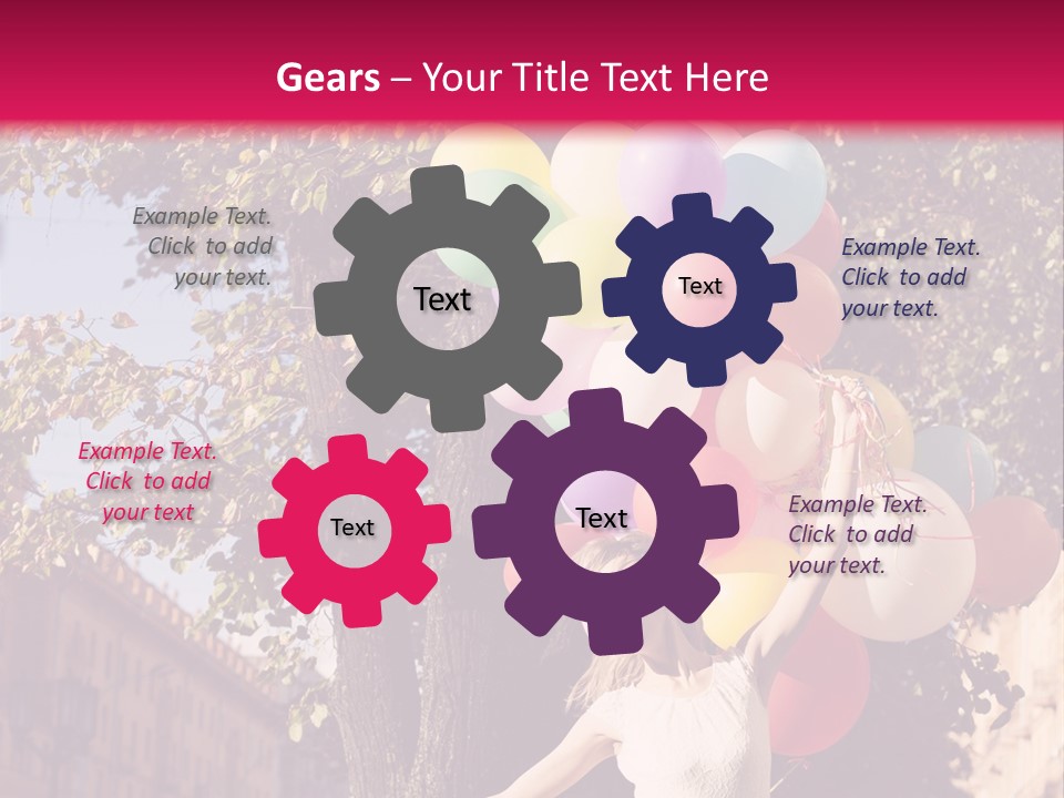 A Woman Holding A Bunch Of Balloons In Her Hands PowerPoint Template