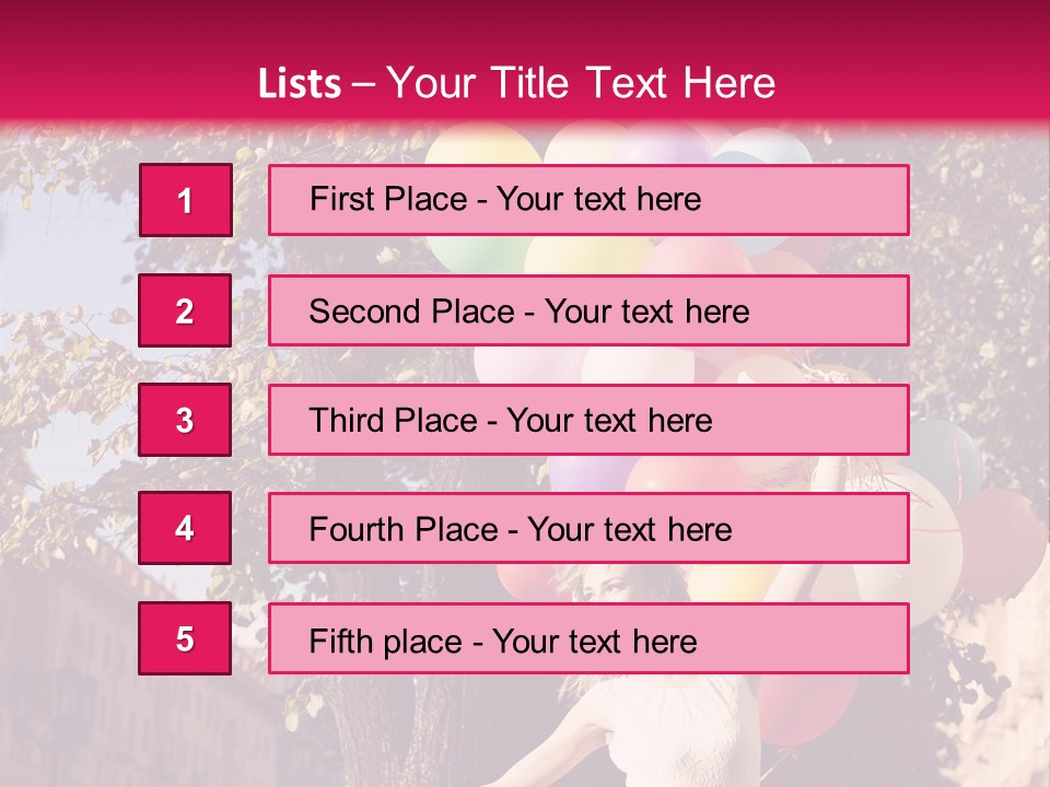 A Woman Holding A Bunch Of Balloons In Her Hands PowerPoint Template