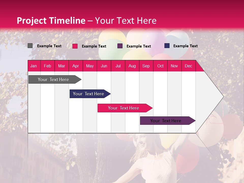 A Woman Holding A Bunch Of Balloons In Her Hands PowerPoint Template