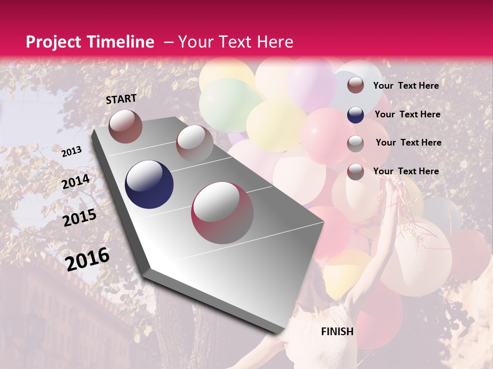 A Woman Holding A Bunch Of Balloons In Her Hands PowerPoint Template