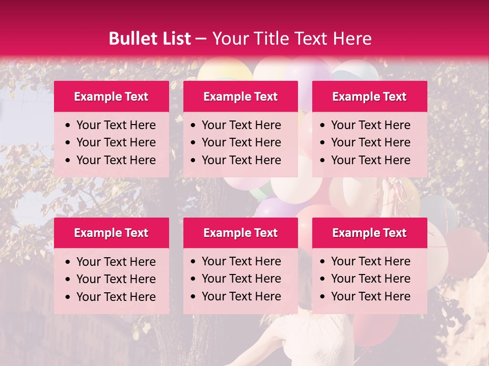 A Woman Holding A Bunch Of Balloons In Her Hands PowerPoint Template