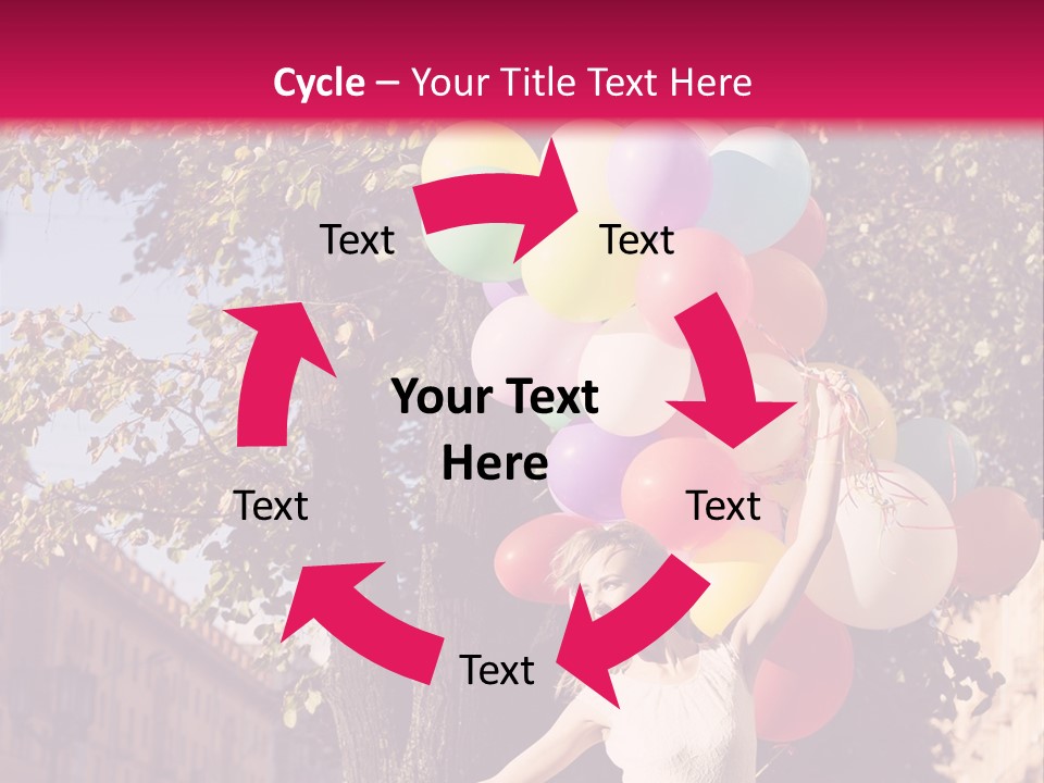 A Woman Holding A Bunch Of Balloons In Her Hands PowerPoint Template