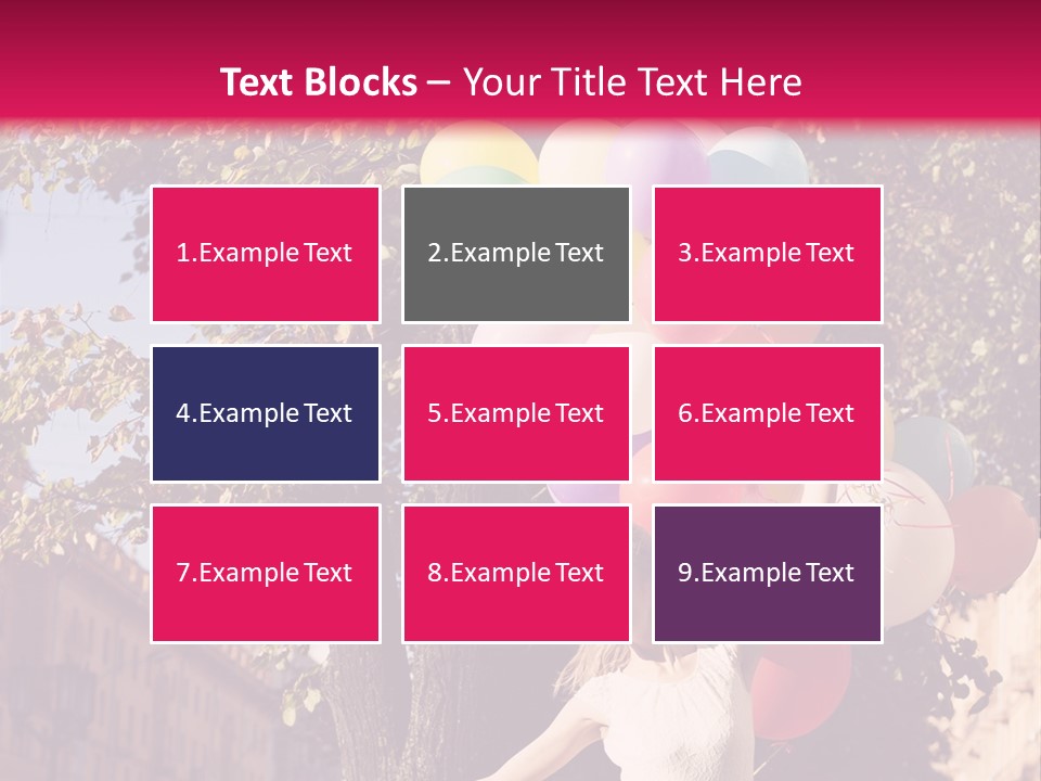 A Woman Holding A Bunch Of Balloons In Her Hands PowerPoint Template