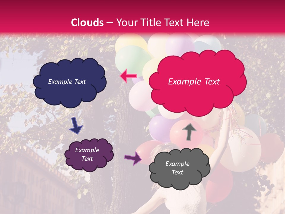 A Woman Holding A Bunch Of Balloons In Her Hands PowerPoint Template