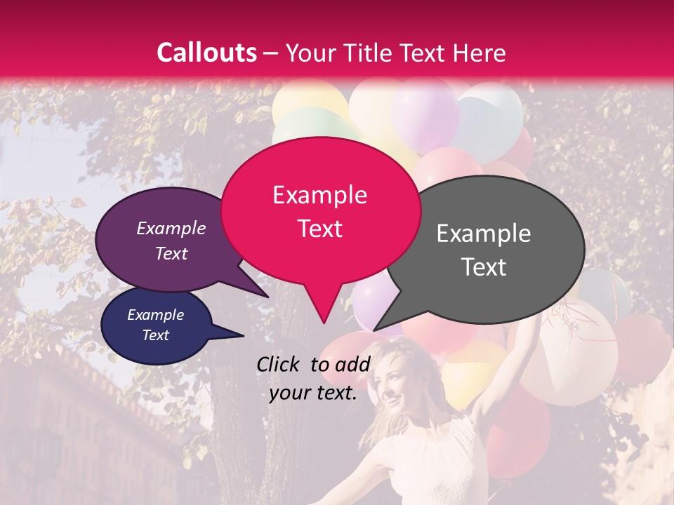 A Woman Holding A Bunch Of Balloons In Her Hands PowerPoint Template