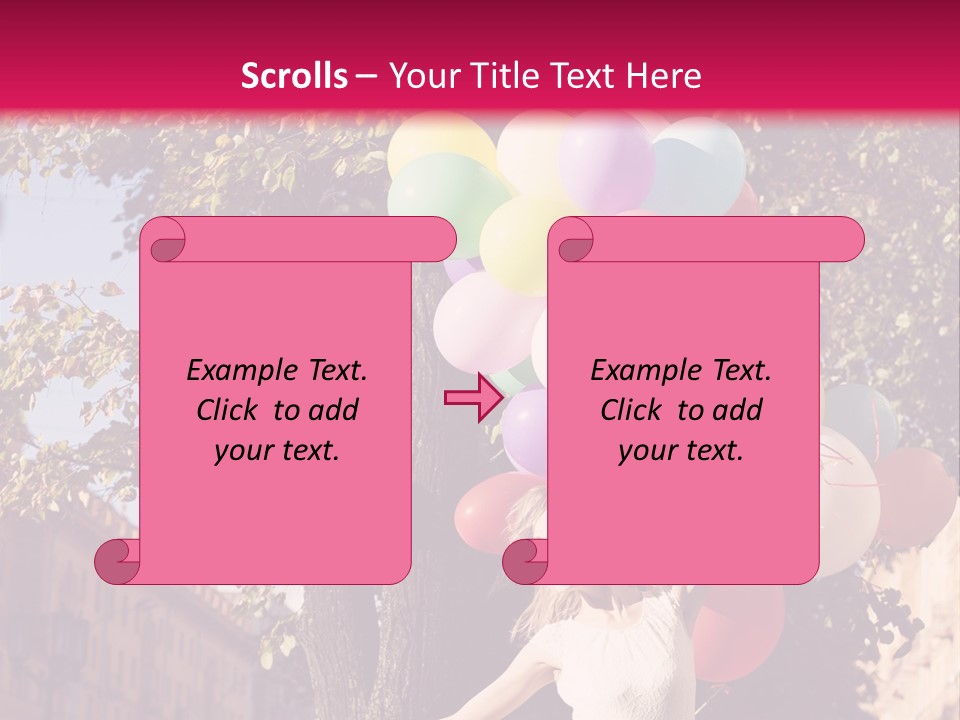 A Woman Holding A Bunch Of Balloons In Her Hands PowerPoint Template